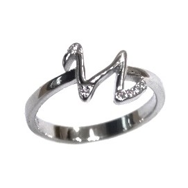 925 Sterling Silver Alphabet (Letter N) Ring MGA - LRS1545
