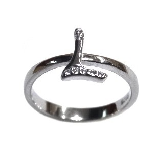 925 Sterling Silver Alphabet (Letter L) Ring MGA - LRS1551