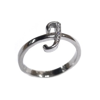 925 Sterling Silver Alphabet (Letter J) Ring MGA - LRS1550