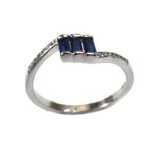 925 Sterling Silver Fancy Blue Colour Stone Ring MGA - LRS1567