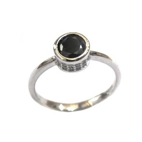 925 Sterling Silver Fancy Black Colour Stone Ring MGA - LRS1565
