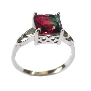 925 Sterling Silver Fancy Multi Coloured Stone Ring MGA - LRS1562