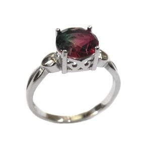 925 Sterling Silver Multi Coloured Stone Ring MGA - LRS1561
