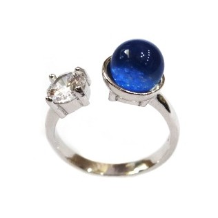 925 Sterling Silver Fancy Blue Colour Stone MGA - LRS1559