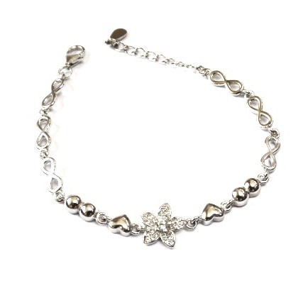 925 Sterling Silver Flower Shape Bracelet MGA - BRS0414