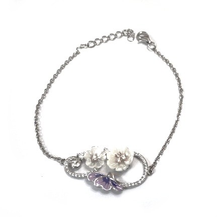 925 sterling silver flower shape bracelet mga - brs0378