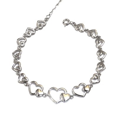 925 sterling silver heart bracelet mga - brs0312