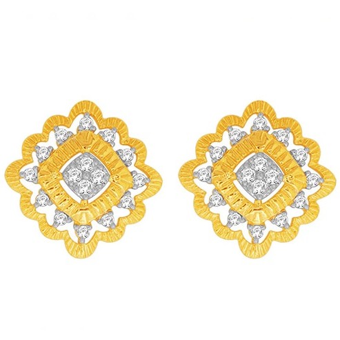 18k gold real diamond square shape earring mga - rde002
