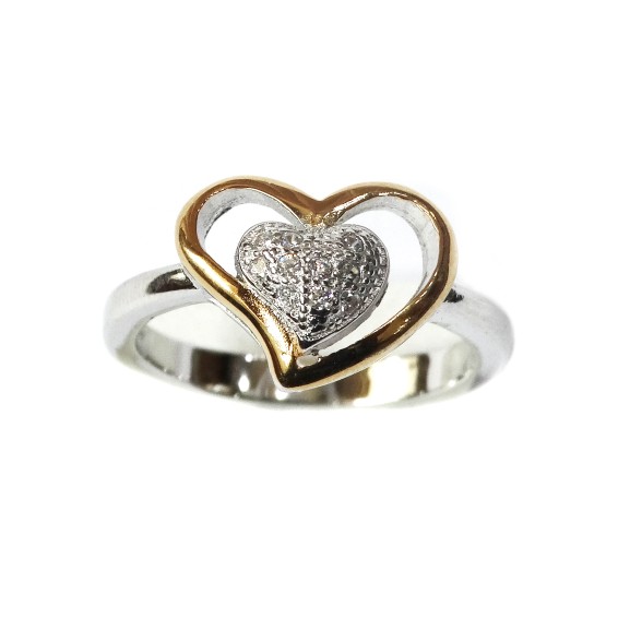 925 Sterling Silver Heart Shape Ring MGA - SR008