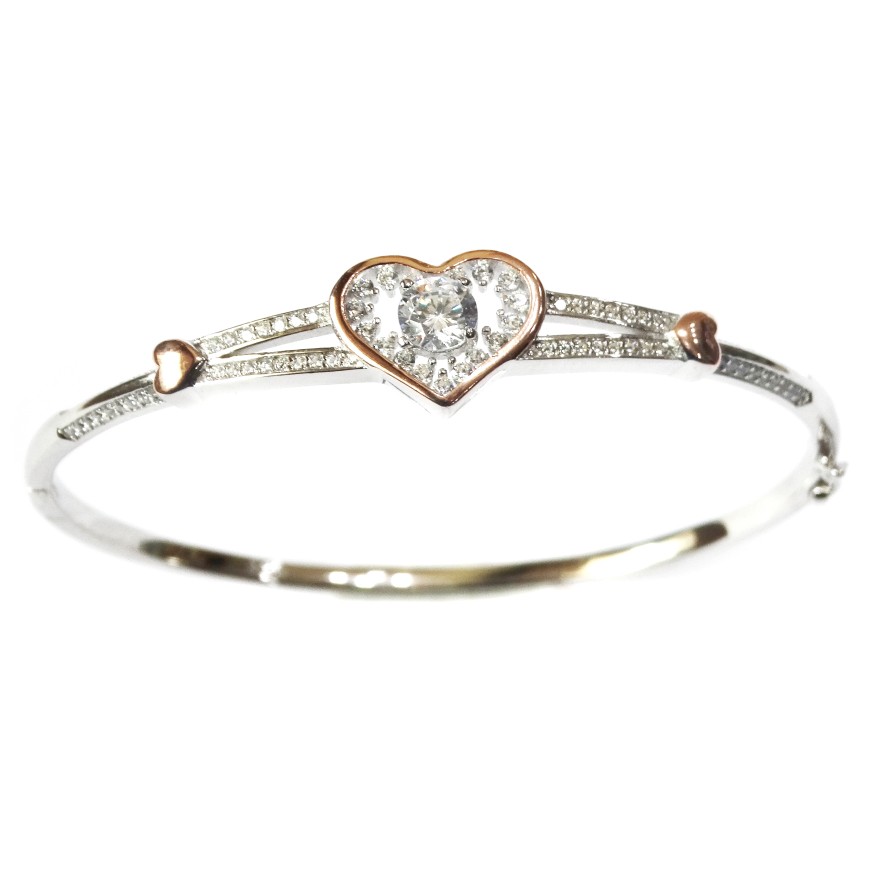 925 Sterling Silver Heart Shape Bracelet MGA - SB0013