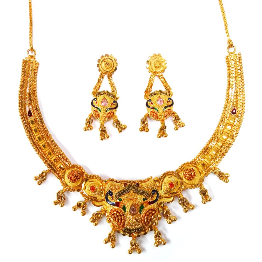 1 gram gold forming necklace set mga - gfn007