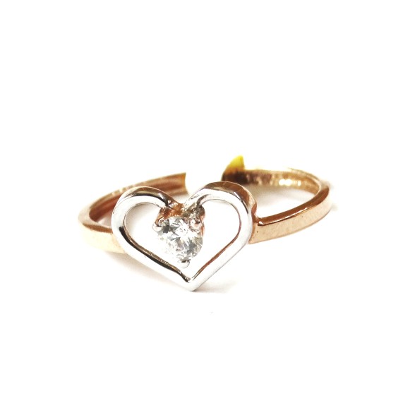 18k rose gold heart shape soliter diamond ring mga - rgr0049