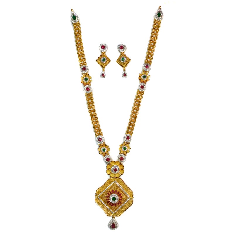 916 gold antique necklace set mga - gn027