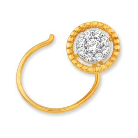 18k gold real diamond nosepin mga - rn0015