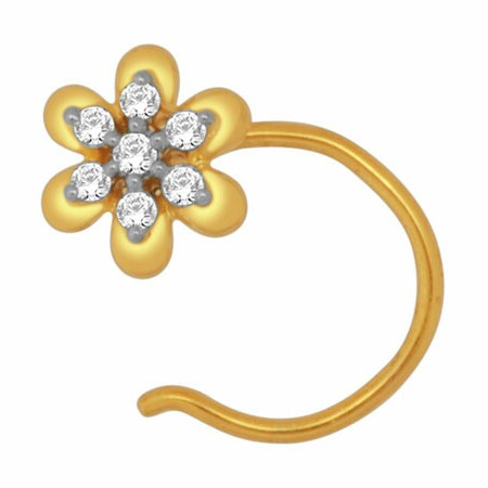 18k gold real diamond nosepin mga - rn001