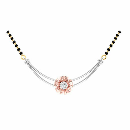 18k white gold rose gold real diamond mangalsutra mga - rms006