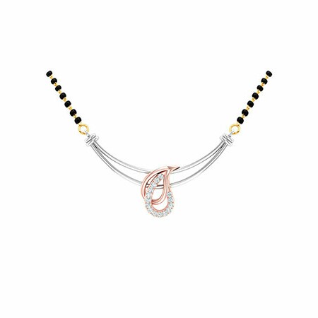 18k white gold rose gold real diamond mangalsutra mga - rms002