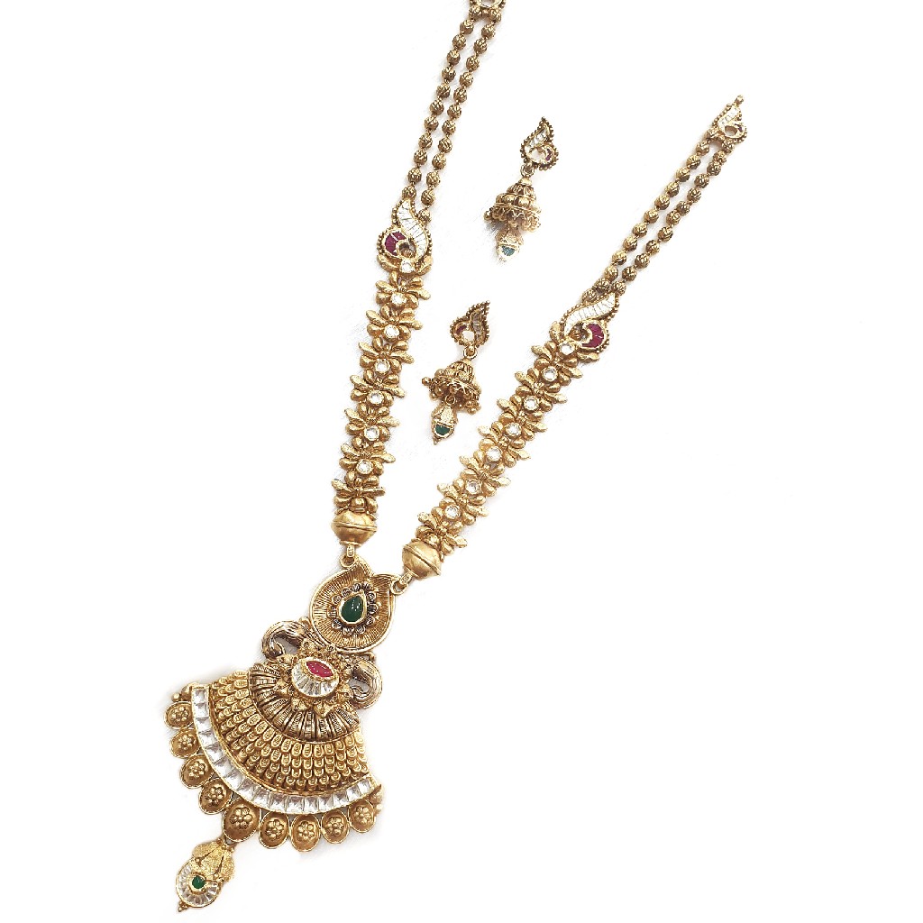 916 Gold Antique Necklace Set MGA - AN001
