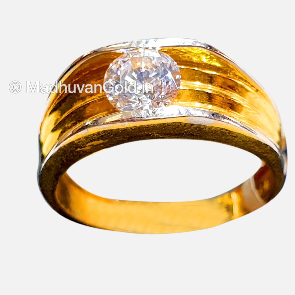 22K Plain Gold Diamond Gents Ring