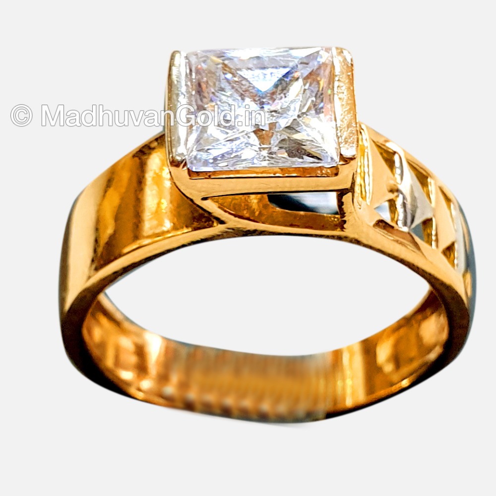 18KT Rose Gold CZ Modern Gents Ring