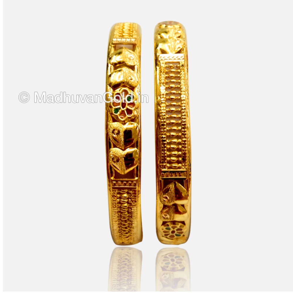 22k Gold Fancy Kada Bangles 2 Pieces