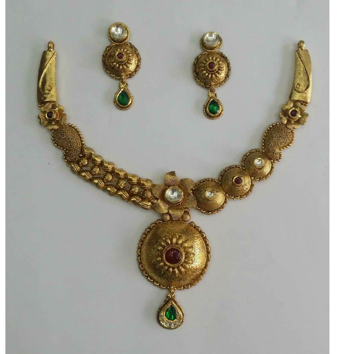 22KT Yellow Gold Ladies Indian Ethical Bridal Necklace Set