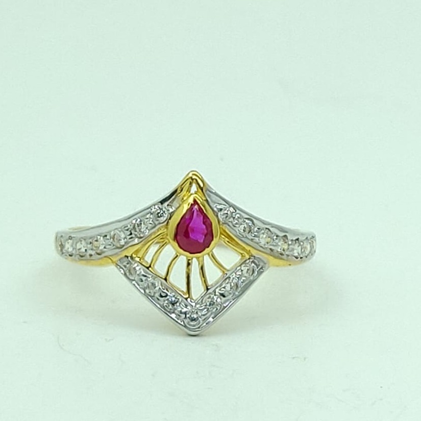 Gold Diamond Pink Stone Ring LMJ-111