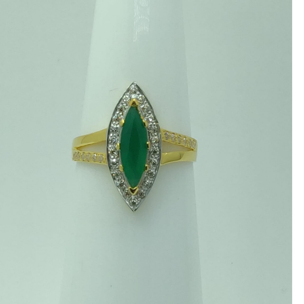 Gold Women Green Stone Ring LMJ-811