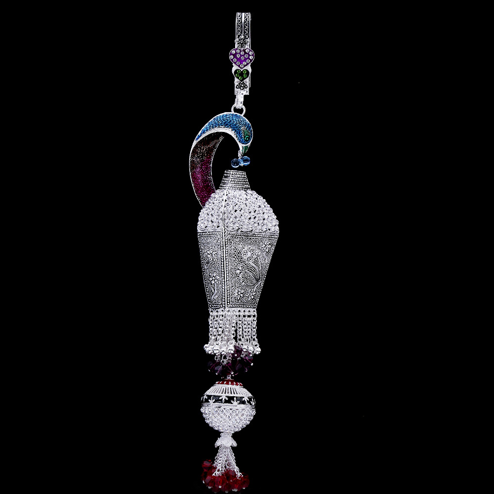 Silver antique minakari peacock style