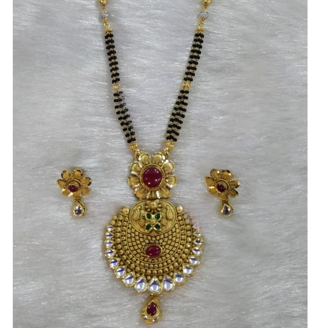 916 Gold Classic Design Mangalsutra & Earring