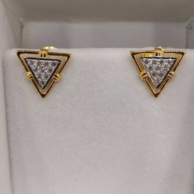22K Gold Ladies Pave Diamond Modern Earrings