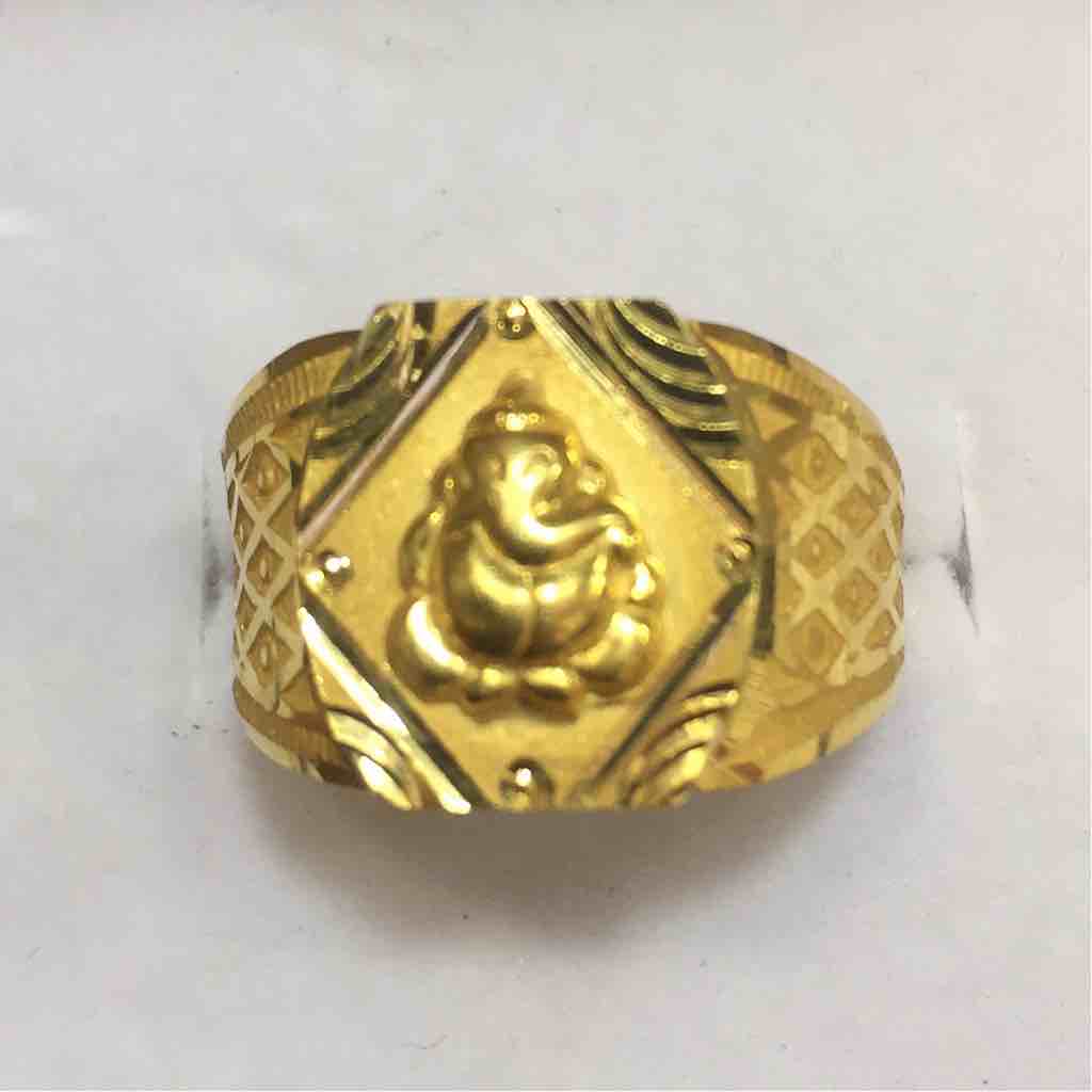 916 Gold Ganeshji Ring For Men