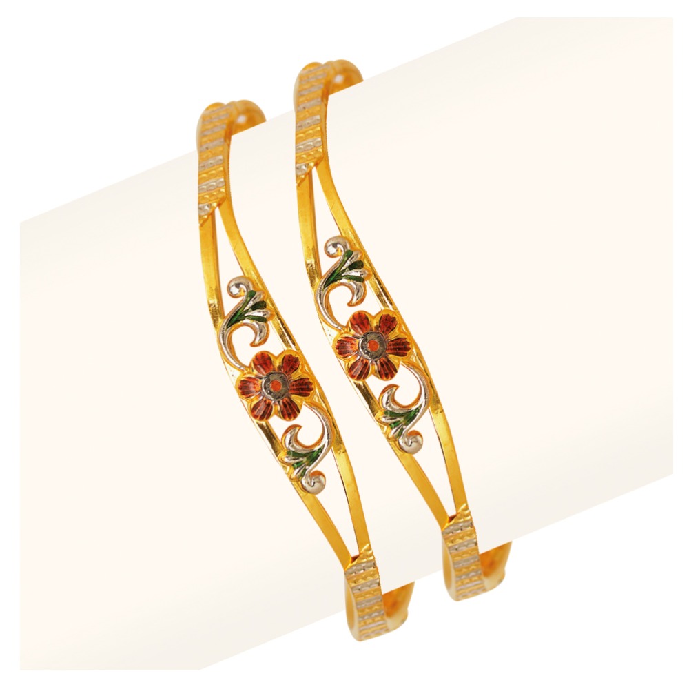916 Gold Flower Design Vakiya Copper Kadli RJV-437