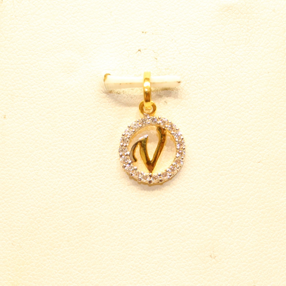 22KT Yellow Gold Stylish Indian Letter 'V' Pendant