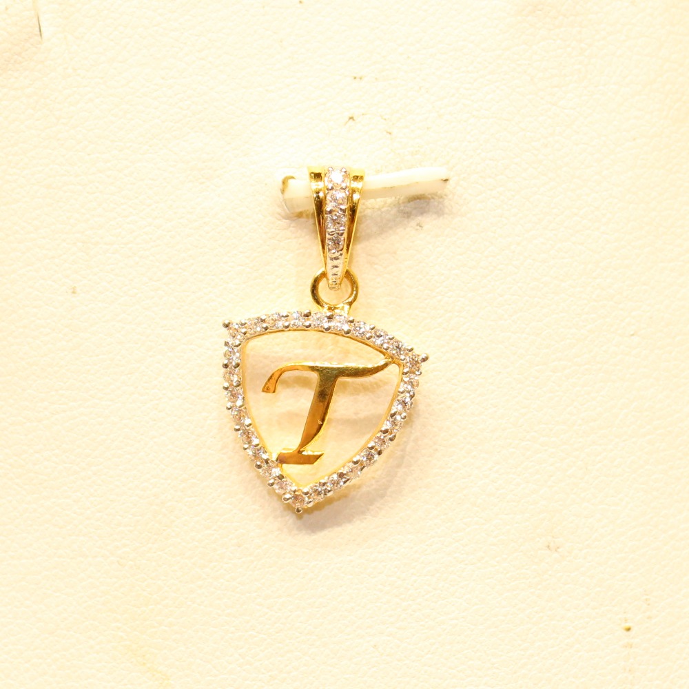 22KT Yellow Gold Attractive Letter 'T'  Pendant