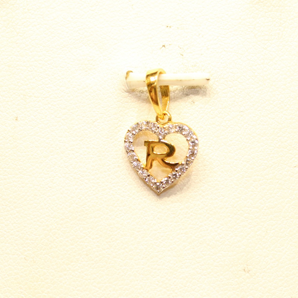 22KT Yellow Gold Ladies Indian Stylish Alphabet 'R' Pendant