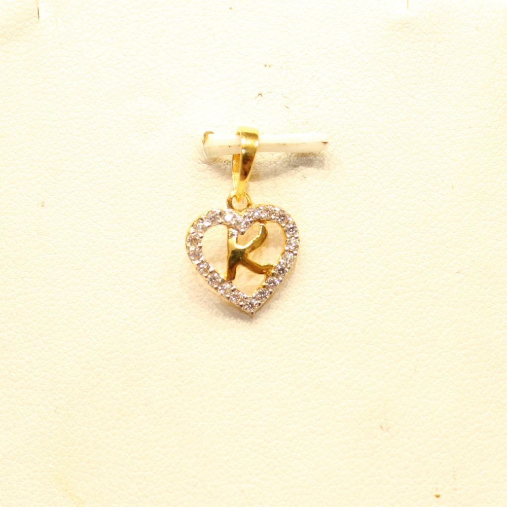 22KT Yellow Gold Ladies Indian Stylish Alphabet ' K ' Pendant - Image 2