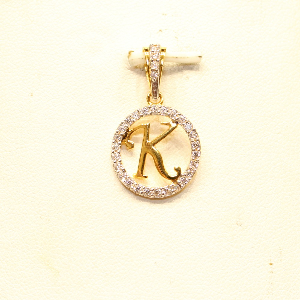 22KT Yellow Gold Ladies Indian Stylish Alphabet ' K ' Pendant