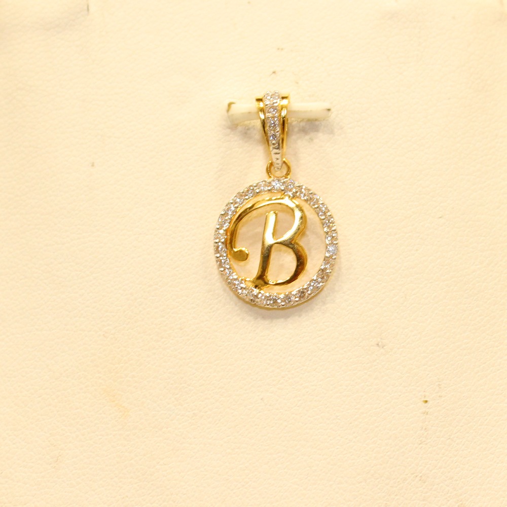 22KT Yellow Gold Designer Alphabet 'B' Pendant
