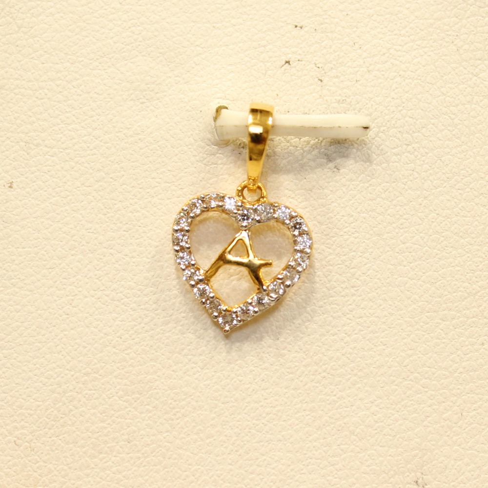 22KT Yellow Gold Attractive Indian Alphabet 'A' Modern Pendant