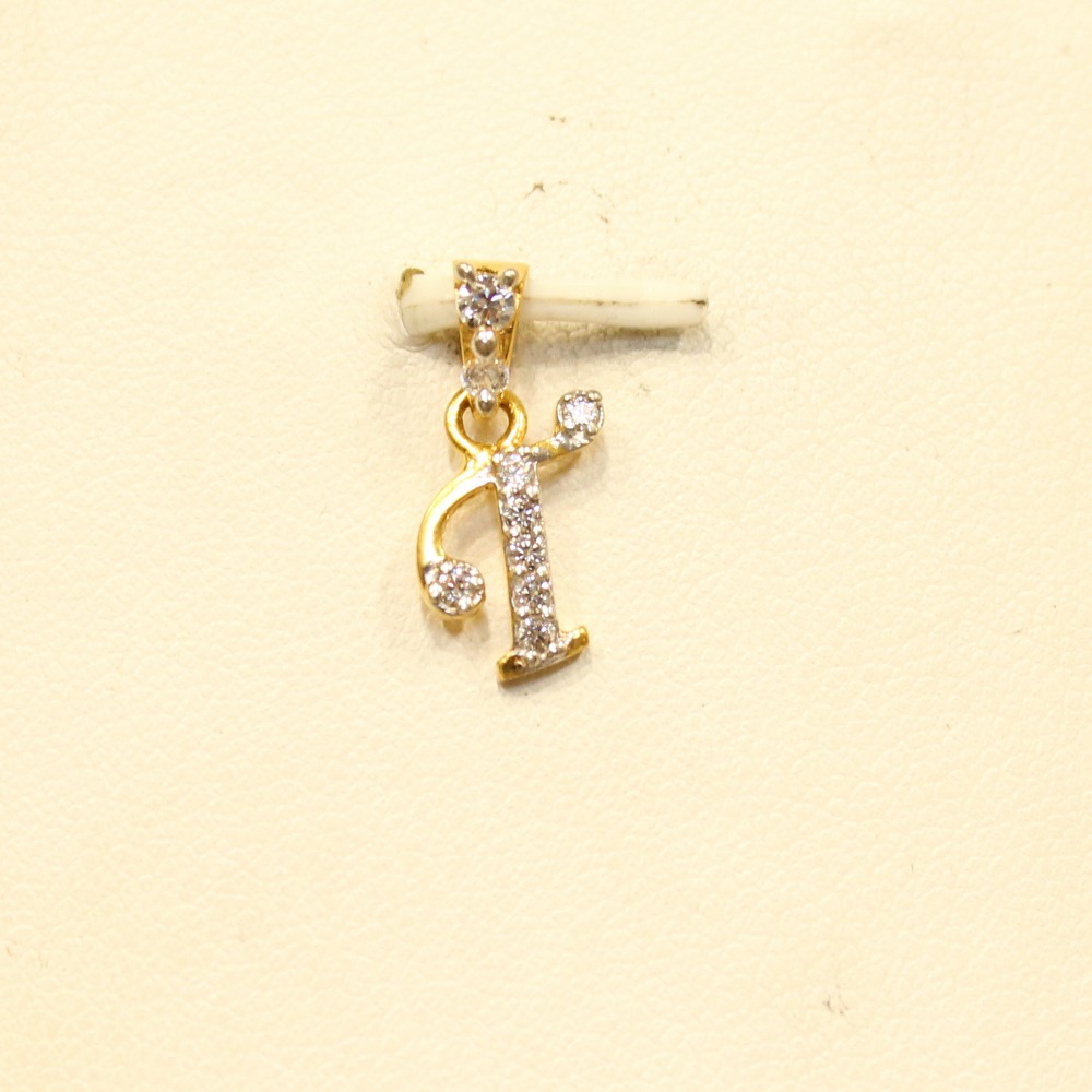 22KT Gold Indian Letter 'T' Designer Pendant