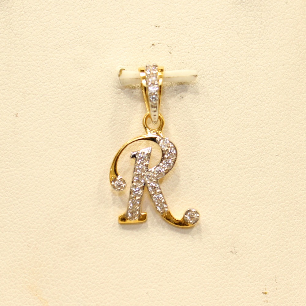 916 Yellow Gold Indian Modern Letter 'R' Pendant