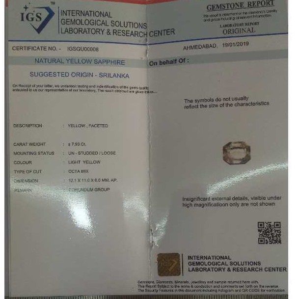 7.93ct rectangle yellow-sapphire-pukhraj - Image 3