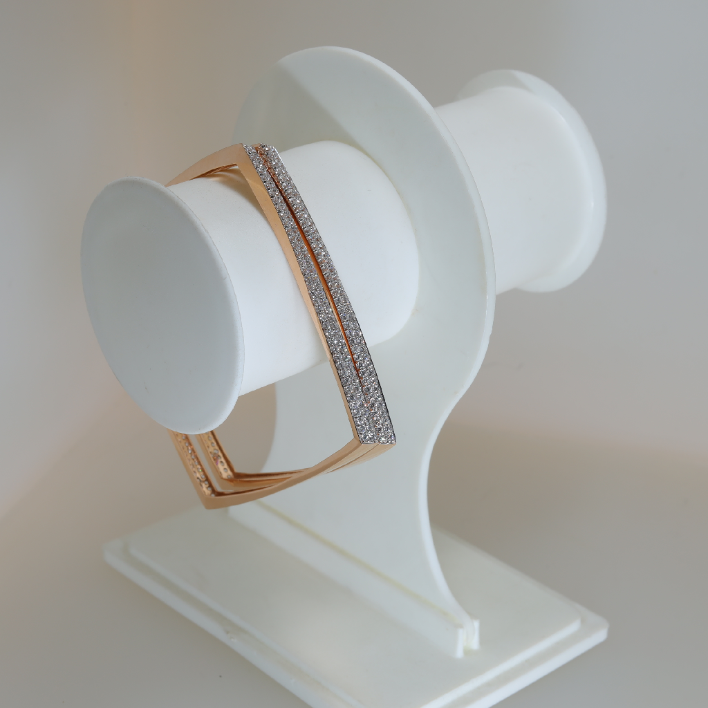 18CT Rose Gold CZ Diamond Square Shape Bangles