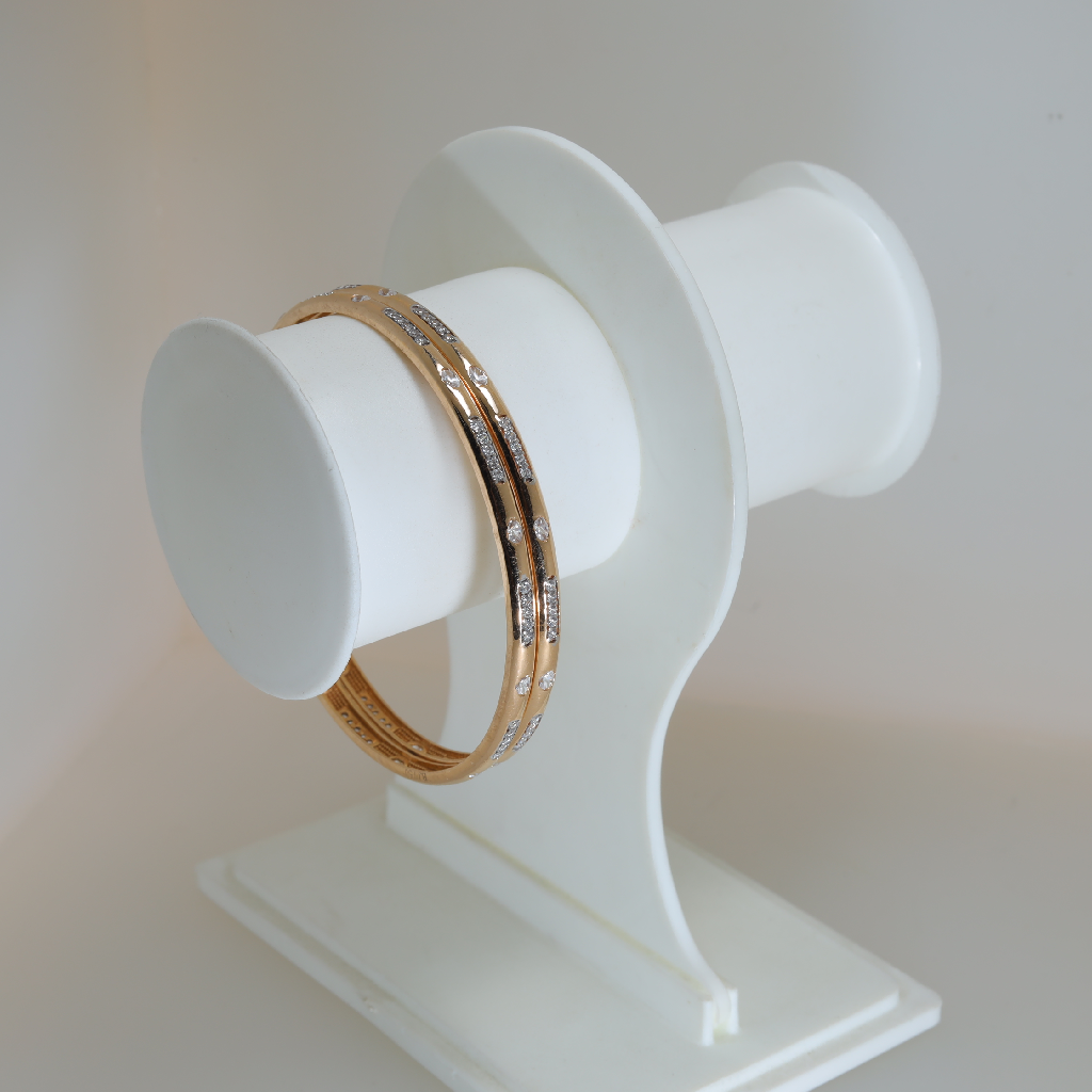 18CT Rose Gold Elegant White Stone Bangles