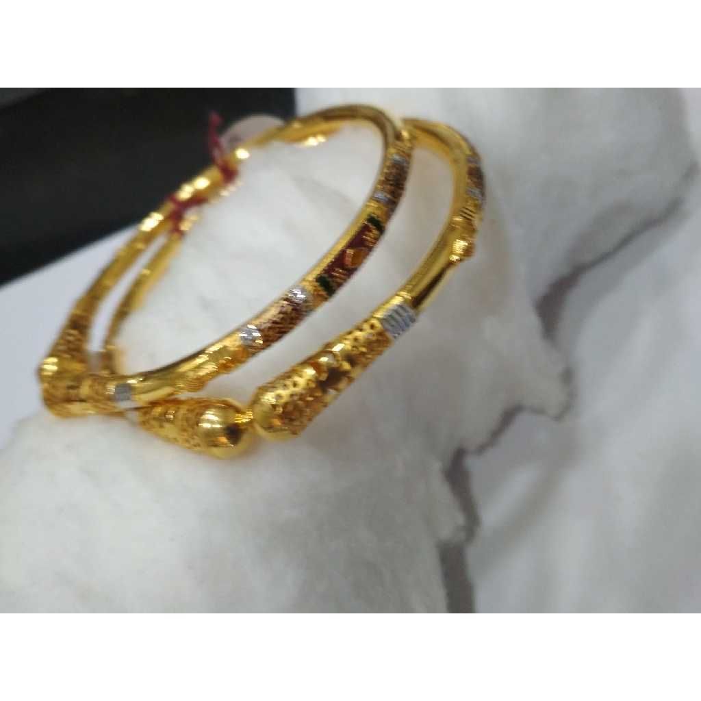 22KT Gold Maroon Stone Design Copper Kadli