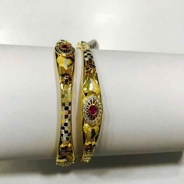 916 Gold Indian Ladies Modern Fancy Kadli Yellow