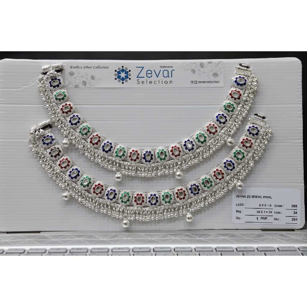 Silver jaipuri bridal payal
