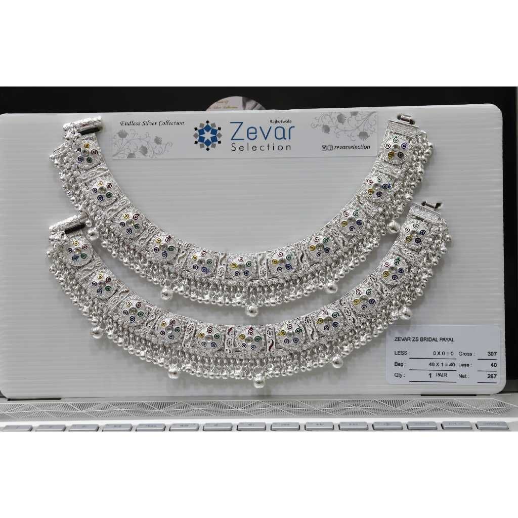 Silver heavy bridal payal