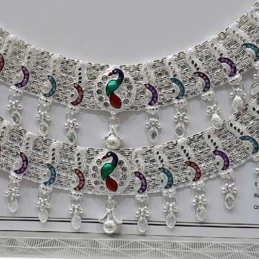 Silver white plain broad payal - Image 2